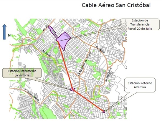 Route Alignment - San Cristobal. Image from Caracol. 